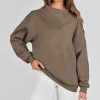 Women's Slit Mock Neck Oversized Sweatshirt (Buy 2 Free Shipping)