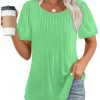 Women's Short Sleeve Pleated Scooped Neck Tops (Buy 3 Free Shipping)