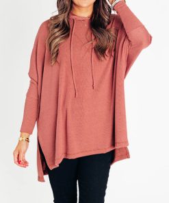 Women's Oversized Bat Sleeve Ribbed Hooded Pullover (Buy 2 Free Shipping)
