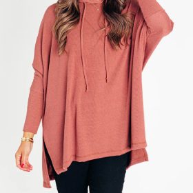 Women's Oversized Bat Sleeve Ribbed Hooded Pullover (Buy 2 Free Shipping)