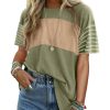 Women's Casual Crewneck Color Block Striped T-shirt (Buy 3 Free Shipping)