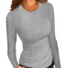 Women's Round Neck Stretch Slim Ribbed Basic Shirts (Buy 3 Free Shipping)