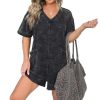 Women's Casual Mineral Washed Tee Romper with Pockets (Buy 2 Free Shipping)