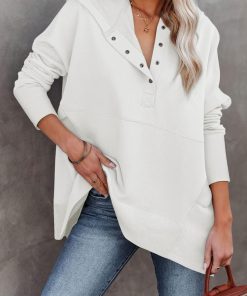 Women's Oversized Half Button Hoodie (Buy 2 Free Shipping)