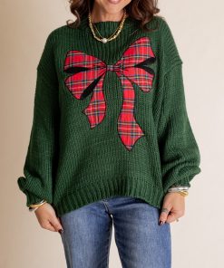 Women's Plaid Bow Sweater (Buy 2 Free Shipping)