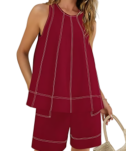 Women's Stitching Tank Tops and High Waist Shorts Set (Buy 2 Free Shipping)