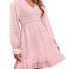 Women's Spring V Neck Swiss Dot Chiffon Mini Dress (Buy 2 Free Shipping)