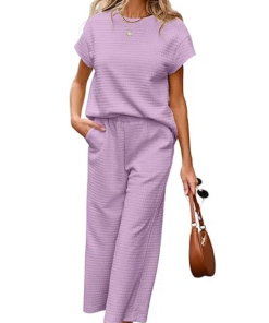 Women's Casual Textured Tops and Wide Leg Pants Lounge Sets (Buy 2 Free Shipping)