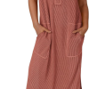 Women's Ribbed Henley Button Up Split Long Dress (Buy 2 Free Shipping)
