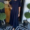 Women's Solid Puff Sleeve Long Dress With Pockets (Buy 2 Free Shipping)