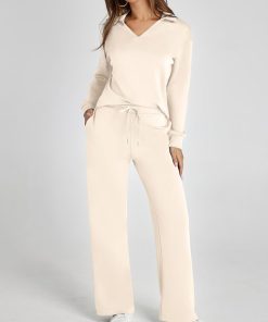 Women's Casual Polo Top and Wide Leg Pants Matching Sets (Buy 2 Free Shipping)