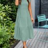 Women's V Neck Ruffle Sleeves Ruched Layered Dress (Buy 2 Free Shipping)