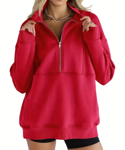 Women's Half Zip Oversized Sweatshirt with Pockerts (Buy 2 Free Shipping)