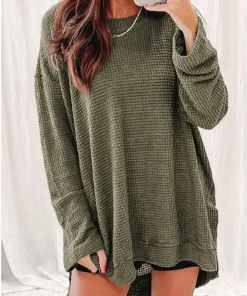 Women's Oversized Waffle Knit Top (Buy 2 Free Shipping)