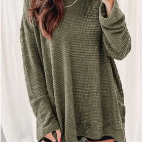 Women's Oversized Waffle Knit Top (Buy 2 Free Shipping)