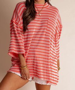 Women's Oversized High Neck Urban Ribbed Striped Top (Buy 2 Free Shipping)