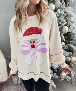 Women's Santa Bow Sequin Pullover (Buy 2 Free Shipping)