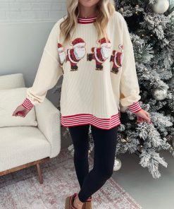 Women's Skating Santa Sequin Pullover (Buy 2 Free Shipping)