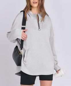 Women's Quarter Zip Oversized Tunic Hoodie (Buy 2 Free Shipping)