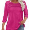 Women's 3/4 Length Sleeve Top Pleated Front T-Shirt (Buy 3 Free Shipping)