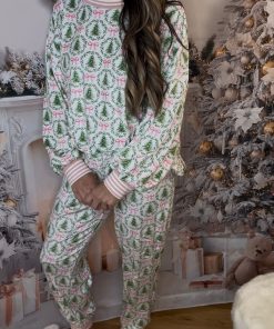 Christmas Trees and Bows Pajama Set (Buy 2 Free Shipping)