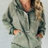 Women's 3/4 Zip Acid Washed Hoodie (Buy 2 Free Shipping)