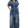 Women's Tie-Waist Wide-Leg Denim Jumpsuit (Buy 2 Free Shipping)