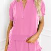 Women's Casual Half-zip Top and Ruffle Shorts Set (Buy 2 Free Shipping)